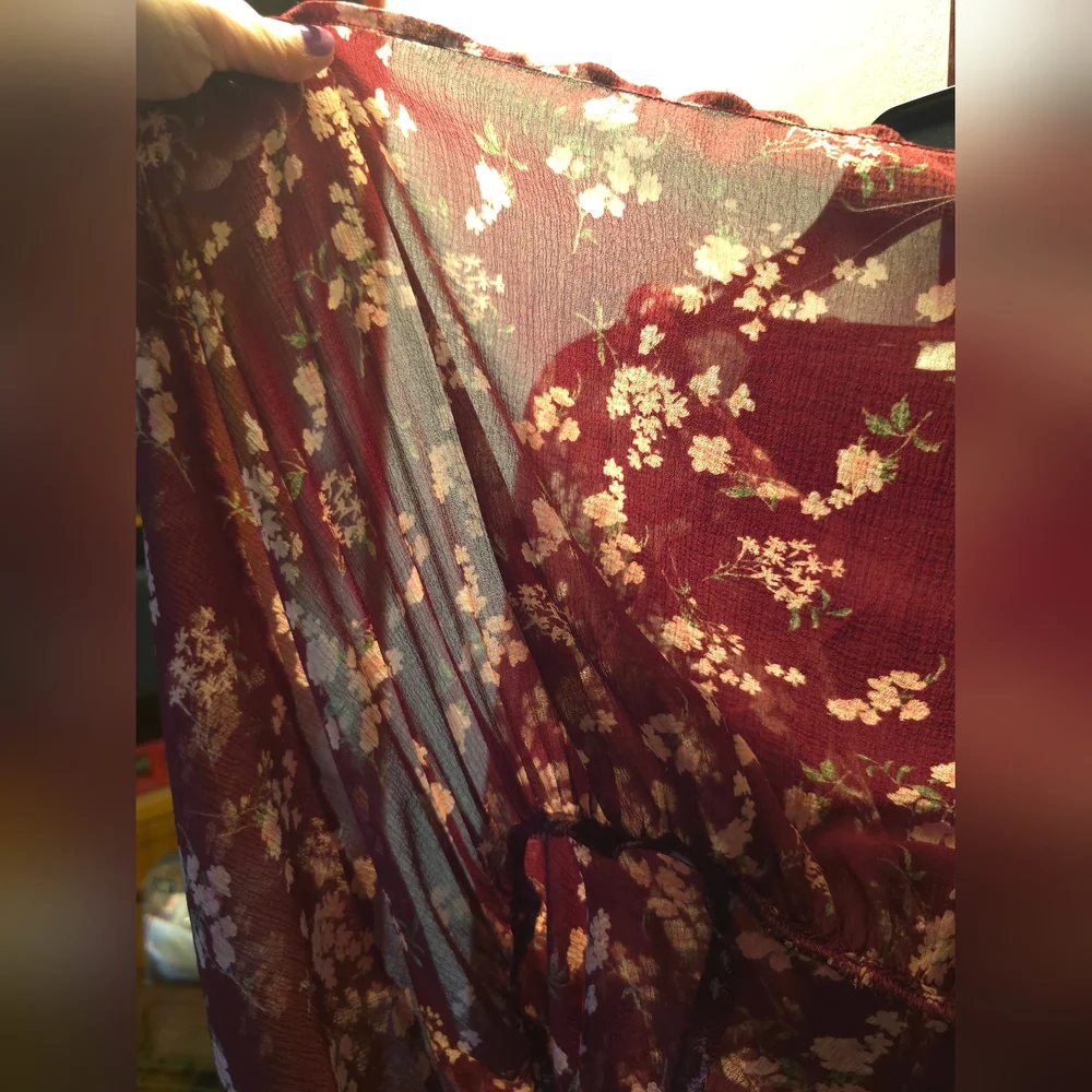 Floral Burgundy Long Sleeve Dress - Picture 8 of 8